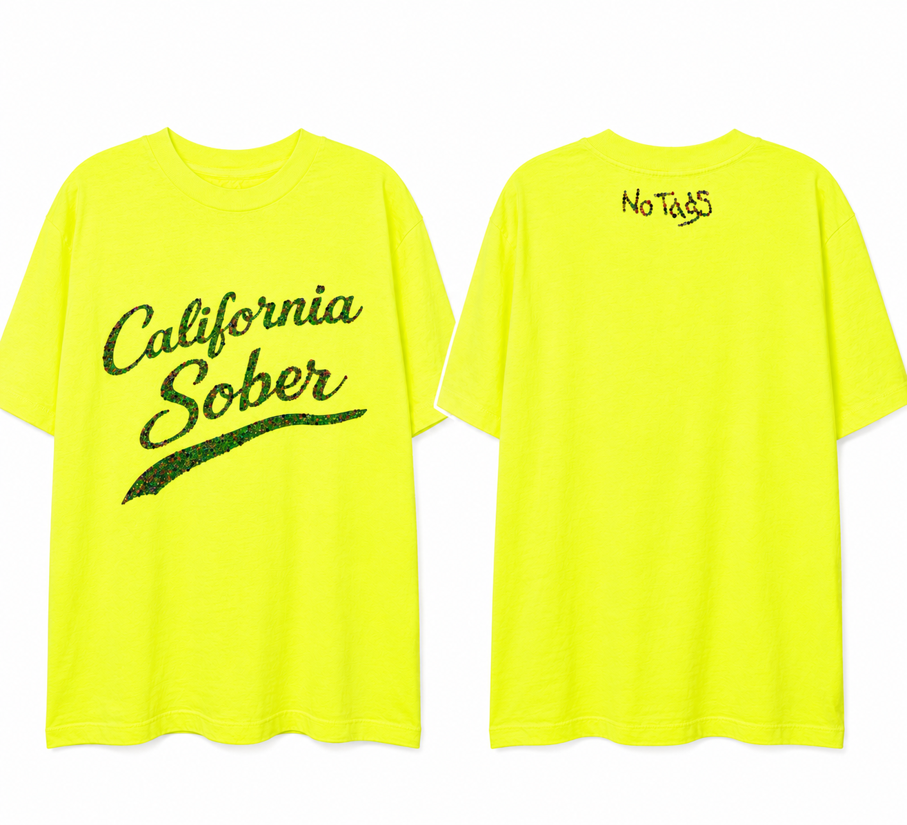 California Sober Rainbow Crystal Oversized Tee
