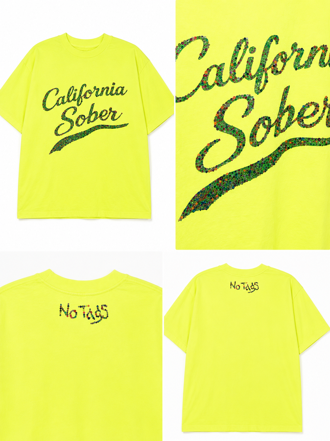 California Sober Rainbow Crystal Oversized Tee
