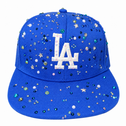 💎 Crystal LA Snapback Hat – Royal Blue