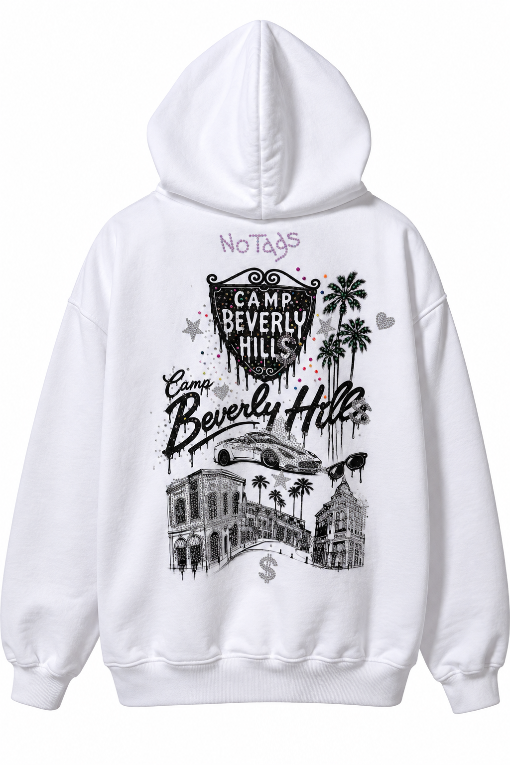 Camp Beverly Hills Crystal Hoodie – White