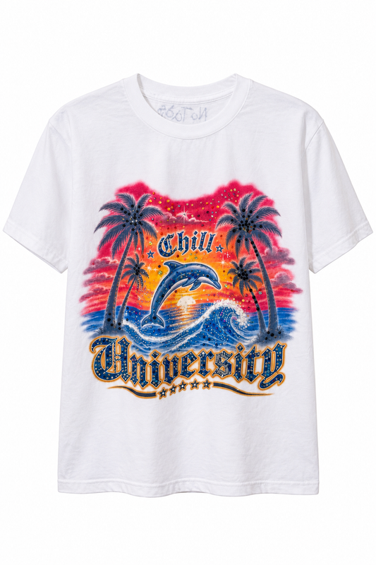 Chill University Crystal Tee – White