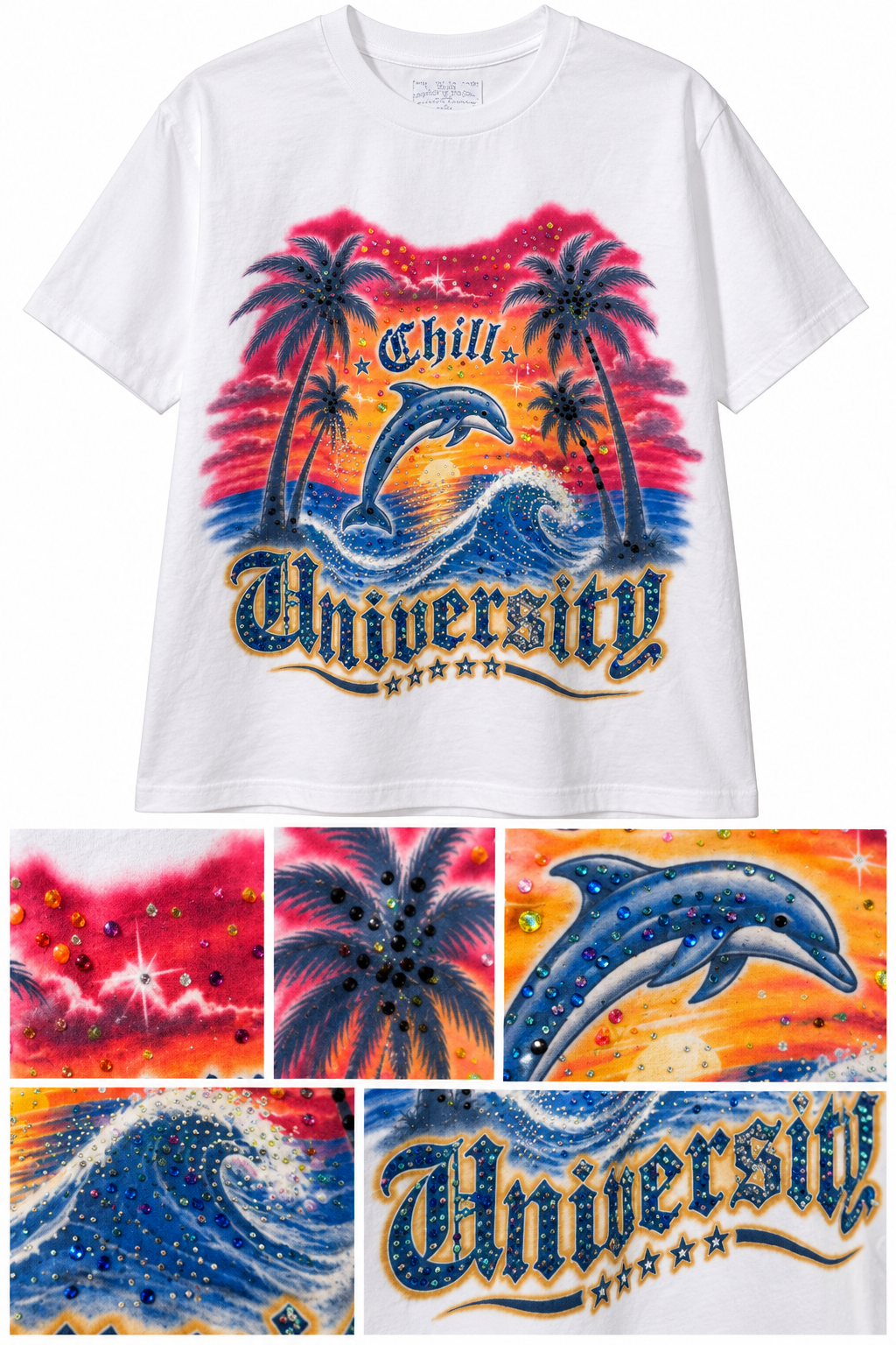 Chill University Crystal Tee – White